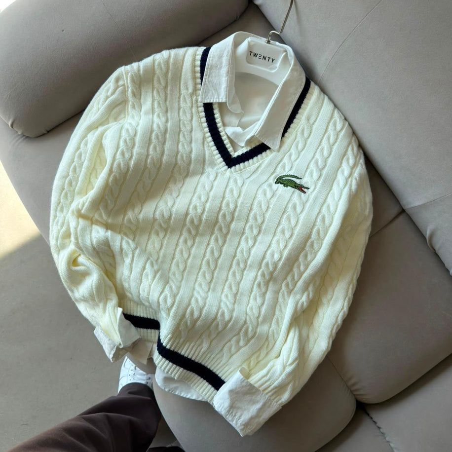 Lacoste örgülü triko kazak
