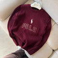 Polo örgülü triko kazak