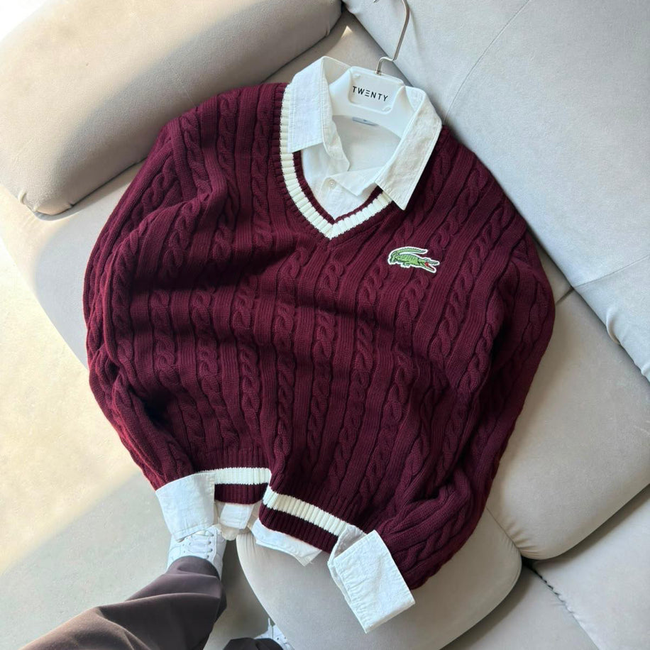 Lacoste örgülü triko kazak