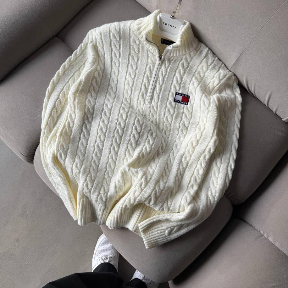 Tommy yağırı fermuağırlı örgülü triko