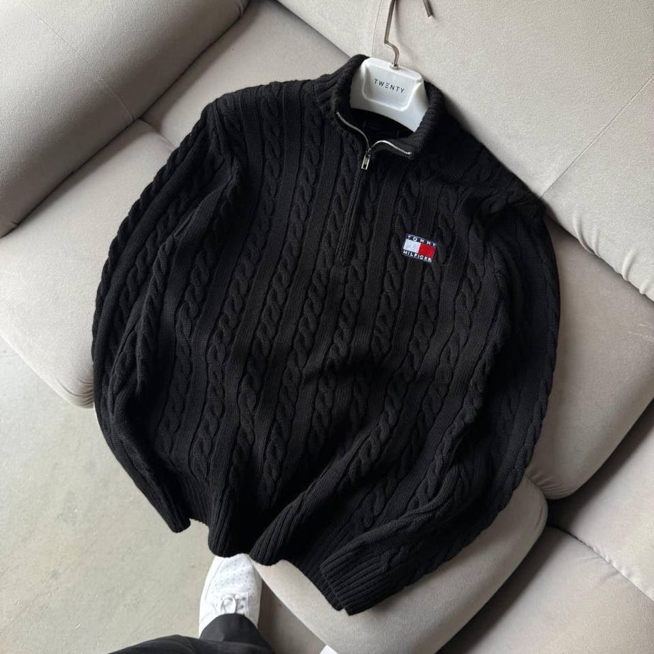 Tommy yağırı fermuağırlı örgülü triko